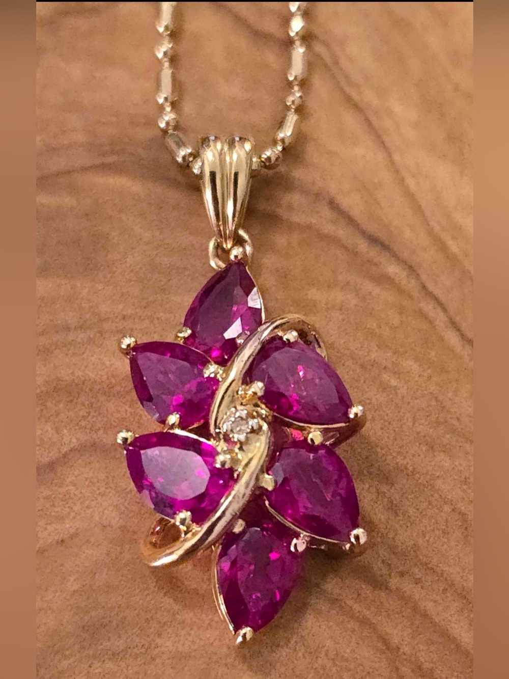 925 Sterling Silver & Gold Pendant & Earrings Set 
Lab Rubies Gemstones